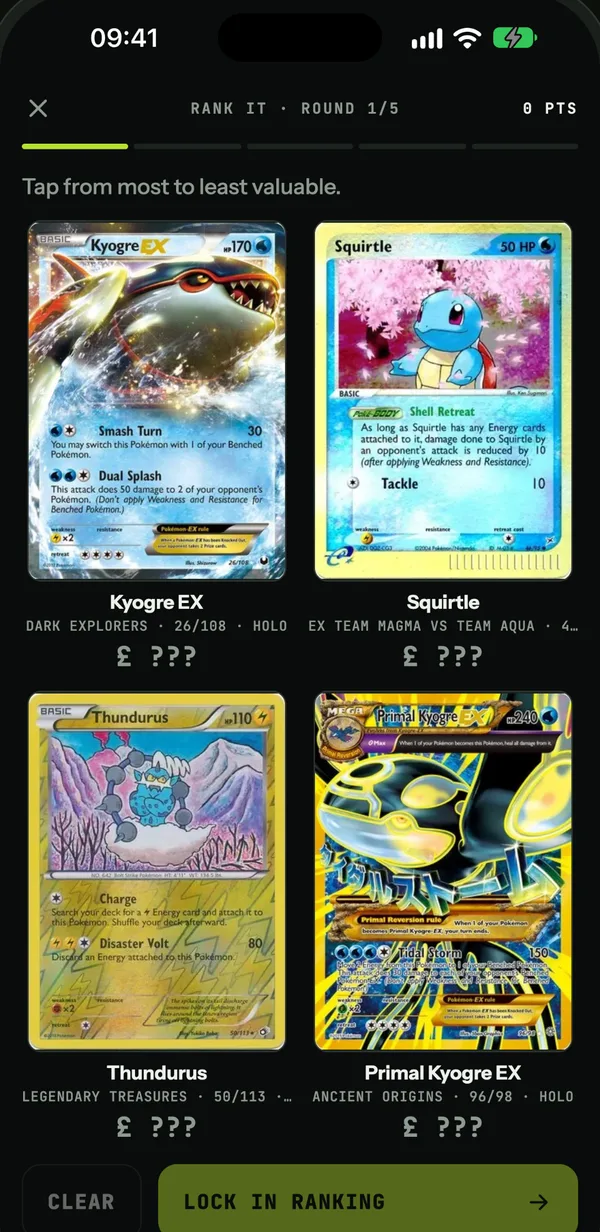 Rank It: four cards to put in order of value